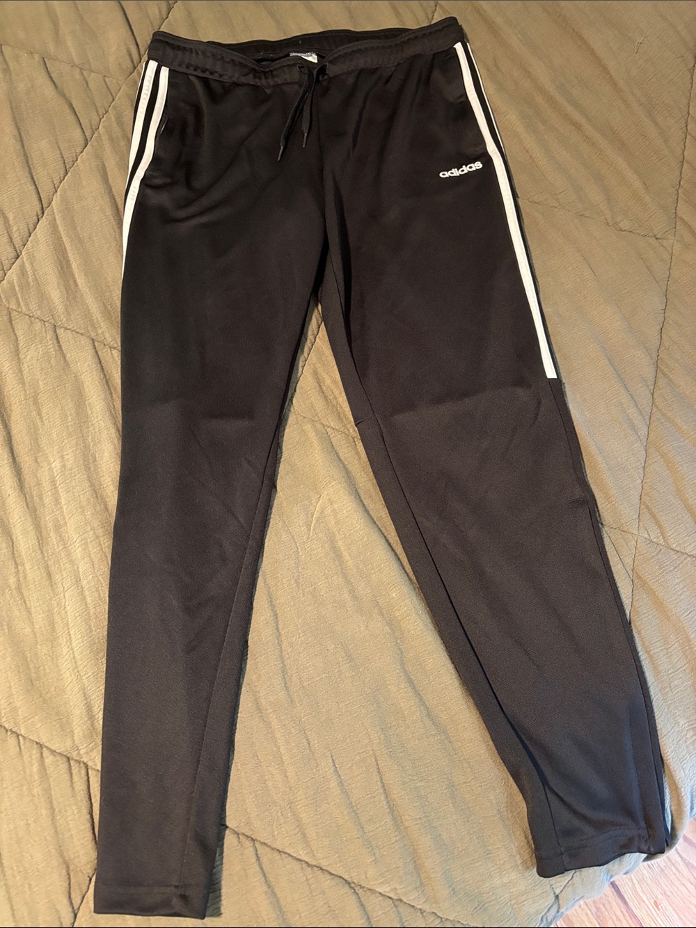 adidas Black Joggers with White Side Stripes - Climalite - Size L